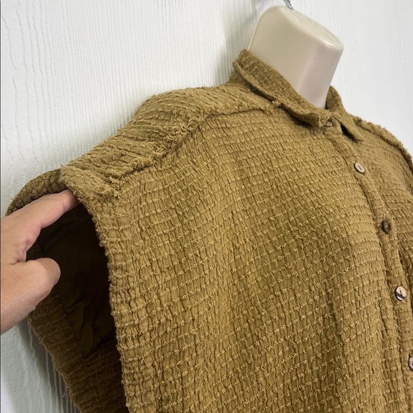 Free People - All Aboard Waffle Button Down Short Sleeve Short Romper Size Med - Picture 5 of 14